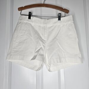 J. Crew White Cotton Blend Bermuda Shorts